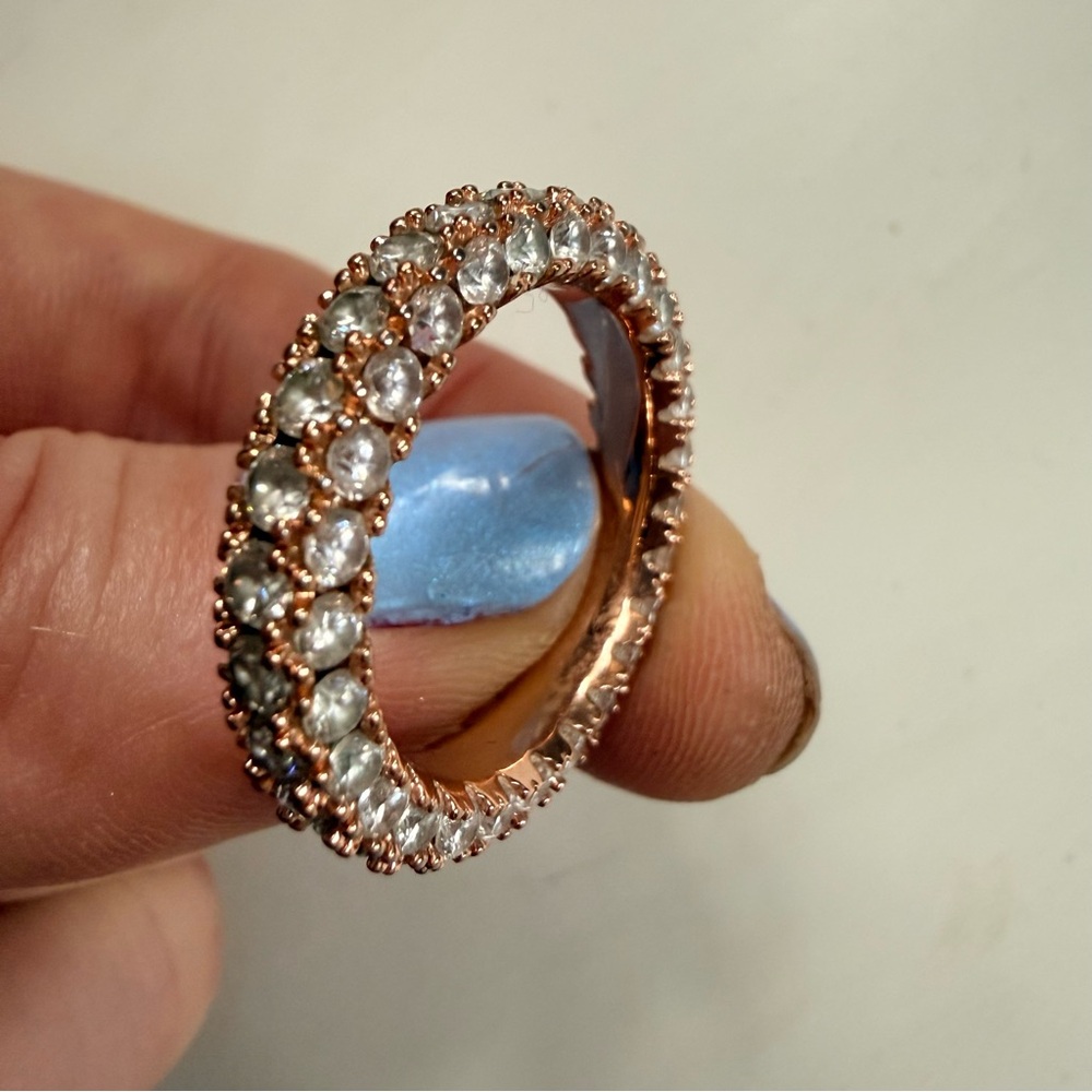 Rose Gold and Diamond Crystal Ring Size 8